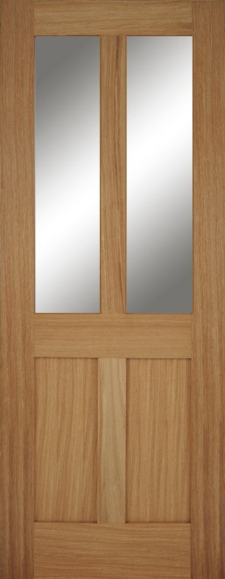 Oak Flat 4 Panel Bristol Glazed FD30 (Clear Glass)