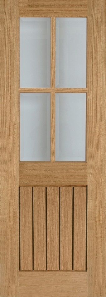 Oak Recessed 4 Light Mexicano (Clear Bevelled Glass)