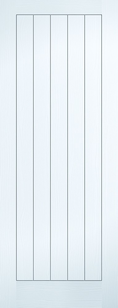 White TEXTURED VERTICAL 5 Panel Fire Door